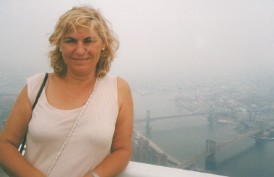 Author's Wife, María José, at Top of World Trade Center, New York, USA